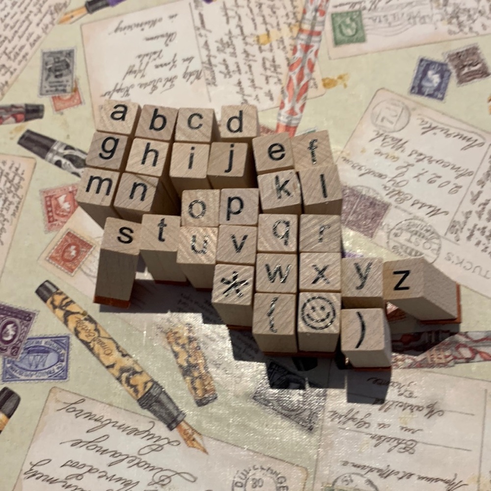 Mini Lowercase Alphabet & Symbols Wood Stamps